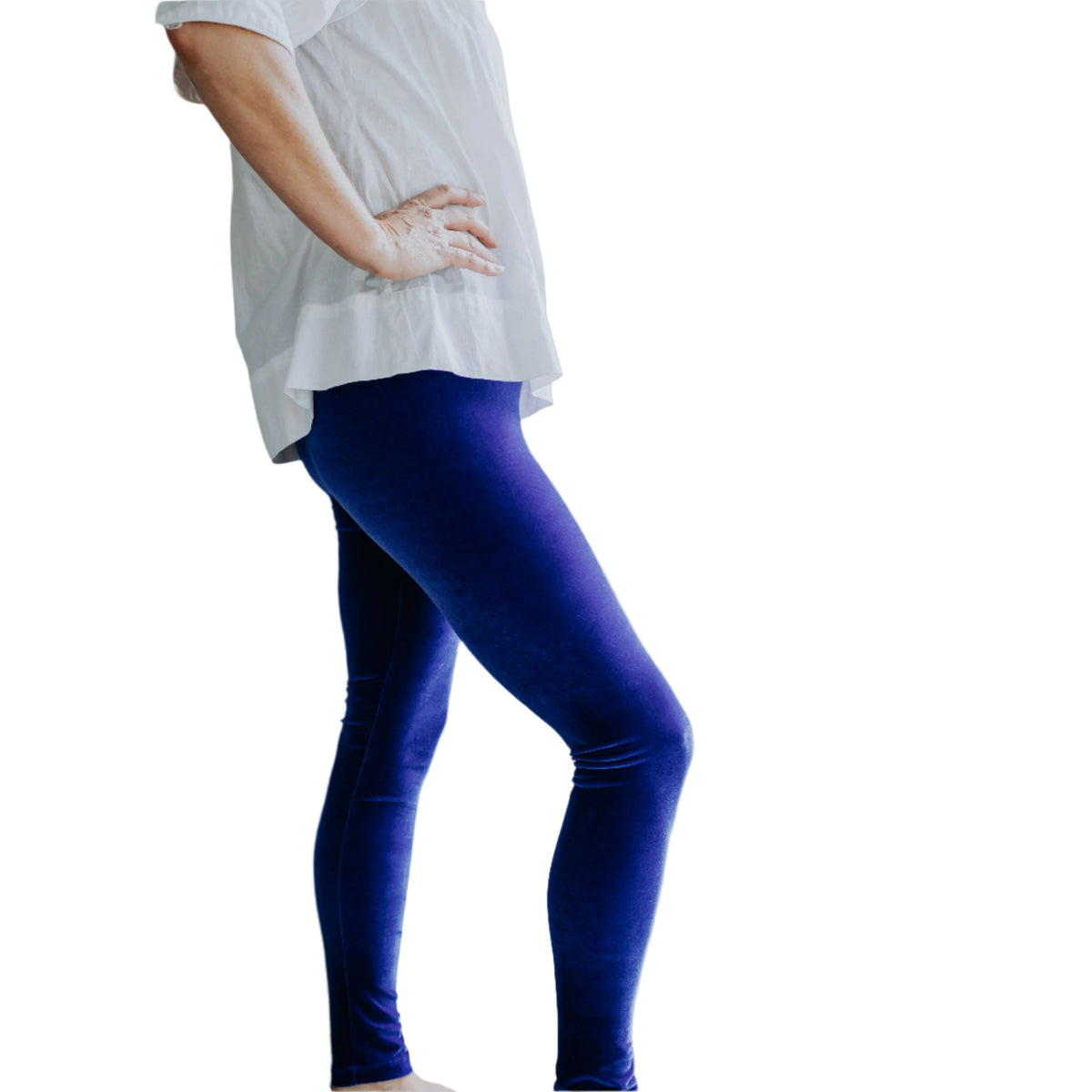 Sapphire Blue velvet leggings straight cut SPF 50+ | Wild Salt Clothing