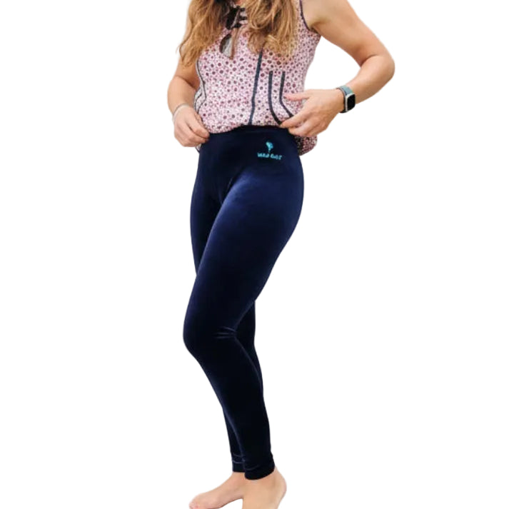 Navy velvet leggings straight cut SPF 50+ | Wild Salt Clothing