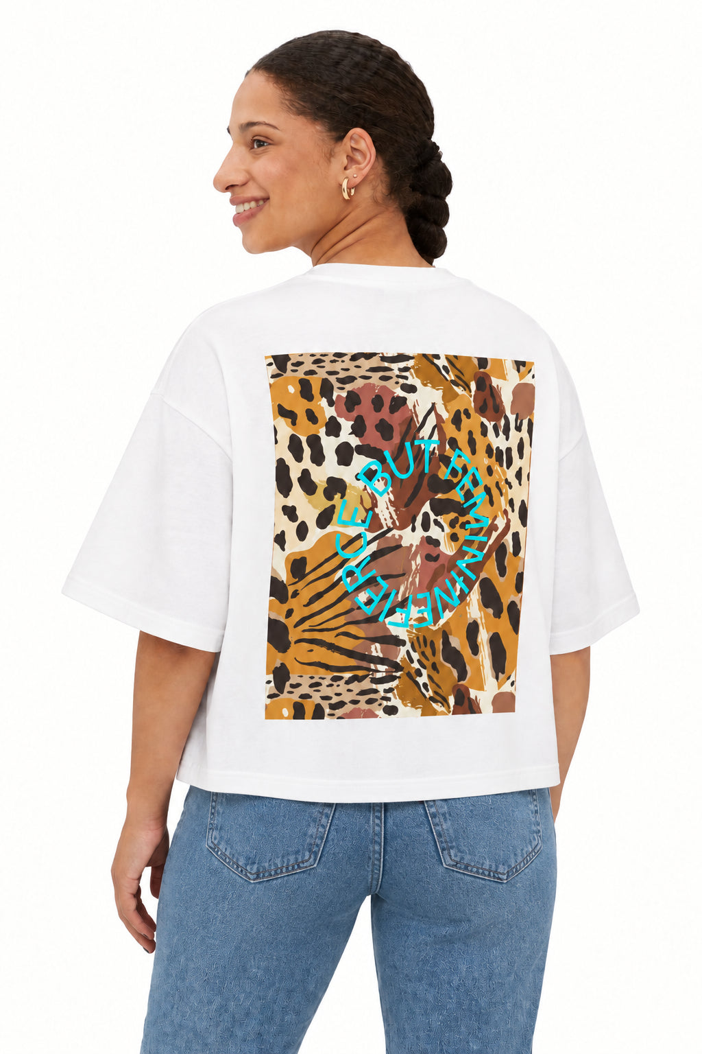 Sunflower Tee — White Cotton Boxy T‑Shirt with Yellow Starflower Graphic