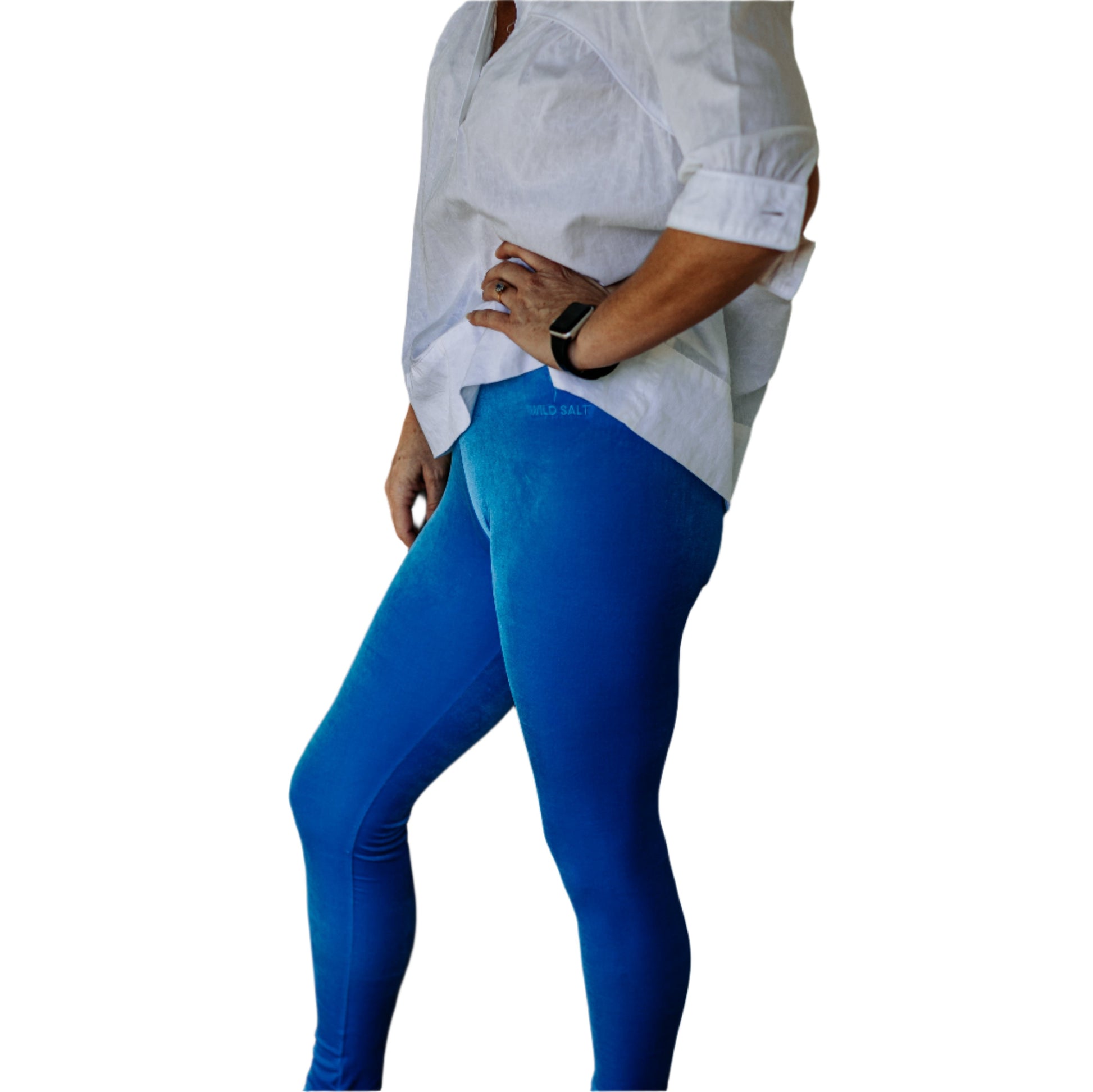 Reef Light Blue, Velvet Leggings